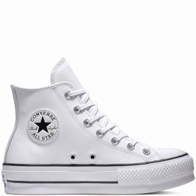 Converse Chuck Taylor All Star Platform Leather High-Top - Miesten Platform Kengät - Valkoinen/Musta